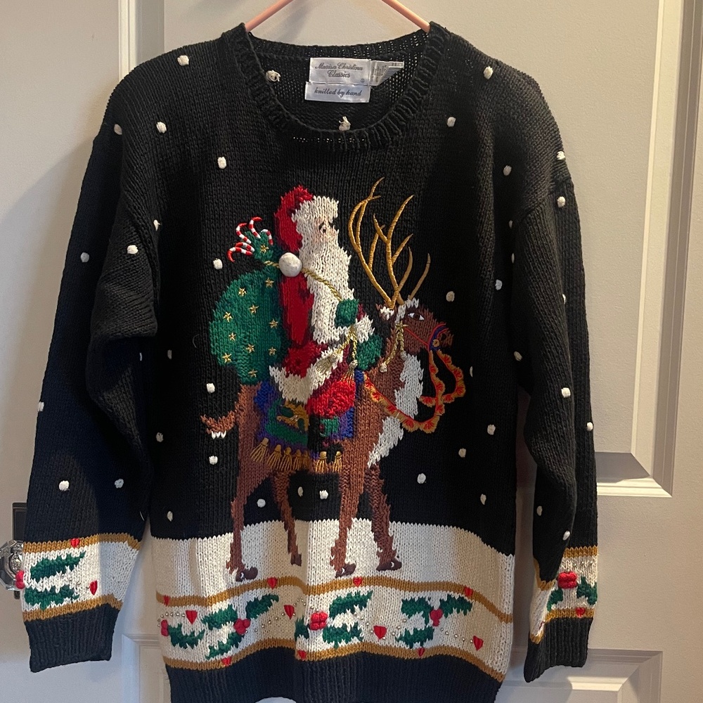 Vintage Marisa Christina Santa and reindeer sweater
